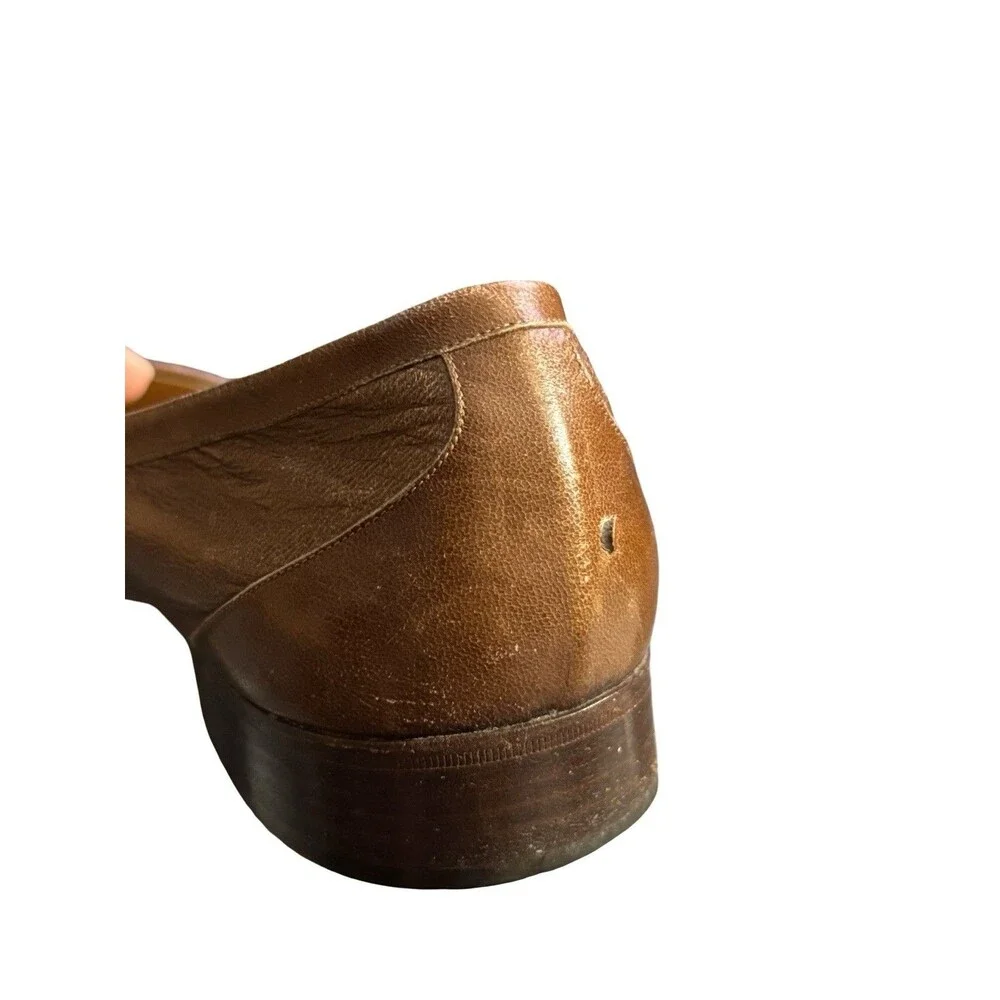 VTG Hermes Brown Leather Loafers Sz 12 Kiltie Fringe Classic Luxury Business
